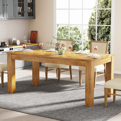 Boynton 74-Inch 8 Seats Pine Solid Wood Rectangular Dining Table by Red Barrel Studio