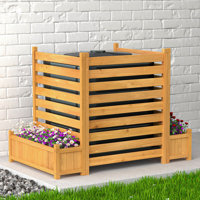 Air Conditioner Fence 3 Panels Outdoor Wood Privacy Screen with Planter Box 33" W x 38" H by GDLF