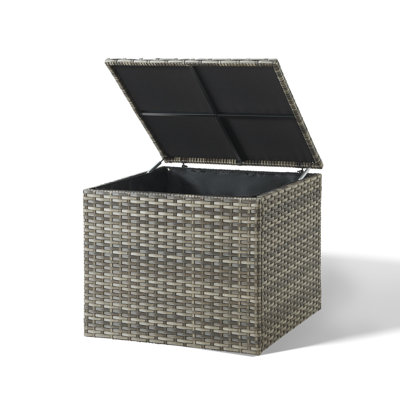 87 Gallon Outdoor Storage Box, Patio Wicker Rattan Deck Box For Patio Furniture Cushions by Gymojoy