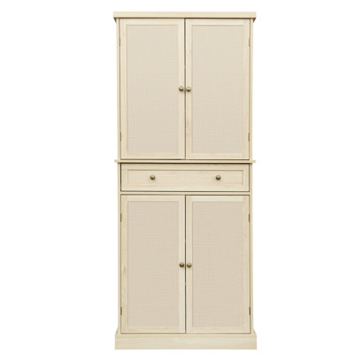 4 Door Storage Cabinet Tall Accent Cabinet Living Room Storage Cabinet with 4 Adjustable Shelves by Latitude Run