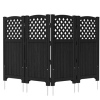 Outdoor Resin Privacy Screen, 4 Fence Panels For Patio by GUNJI