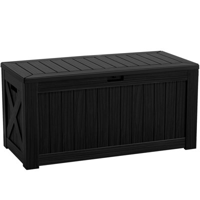120 Gallon Outdoor Indoor Lockable Resin Deck Box by GUNJI