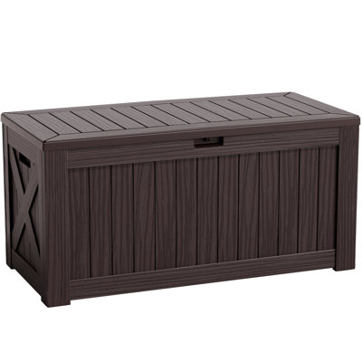 120 Gallon Outdoor Indoor Lockable Resin Deck Box by GUNJI