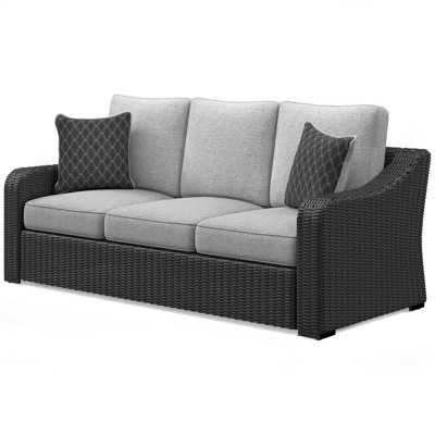 Gennelle 82.25" Wide Outdoor Wicker Rectangle Patio Sofa With Cushion by Beachcrest Home