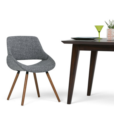 Malden Bentwood Upholstered Dining Chair with Curved Seat and Walnut Veneer Legs by Simpli Home