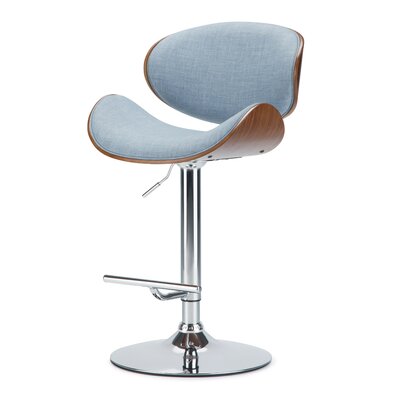 Marana Adjustable Swivel Upholstered Mid-Century Modern Bar Stool with Bentwood Frame by Simpli Home