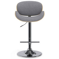 Marana Adjustable Swivel Upholstered Mid-Century Modern Bar Stool with Bentwood Frame by Simpli Home