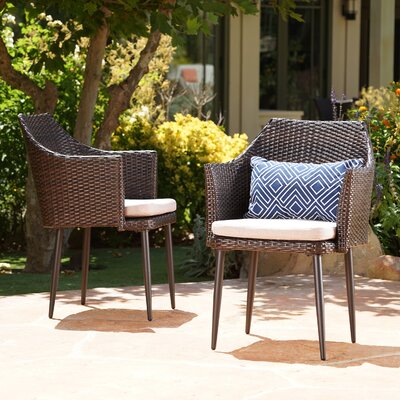 Hiro Patio Dining Chair with Cushion by George Oliver