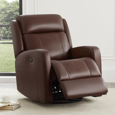 Louisa Genuine Leather Swivel Glider Power Recliner