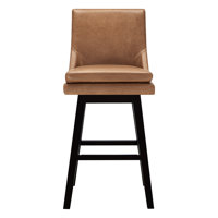 Zahara Neri Genuine Leather Swivel Counter & Bar Stool by Joss & Main