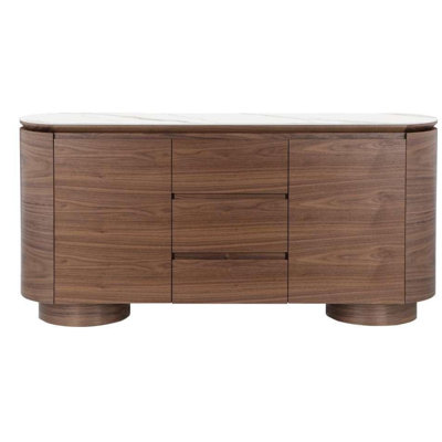 Valmin 63" Modern Solid Wood Sideboard with Storage and Stone Slab Top by Ebern Designs