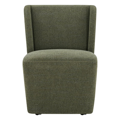 Camden Upholstered Wing Back Dining Side Chair with Casters by Wrought Studio