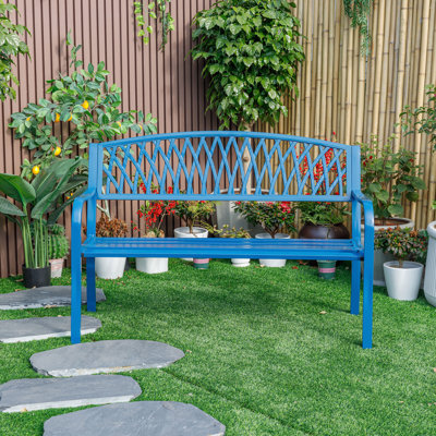 Steel and Cast Iron Garden Bench for Outdoor Serenity by Hi-Line Gift Ltd.