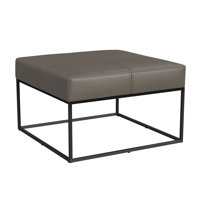Homepop Large Square Metal Ottoman - Faux Leather by HomePop