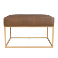 Homepop Large Square Metal Ottoman - Faux Leather by HomePop