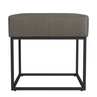 Homepop Small Square Metal Ottoman - Faux Leather by HomePop