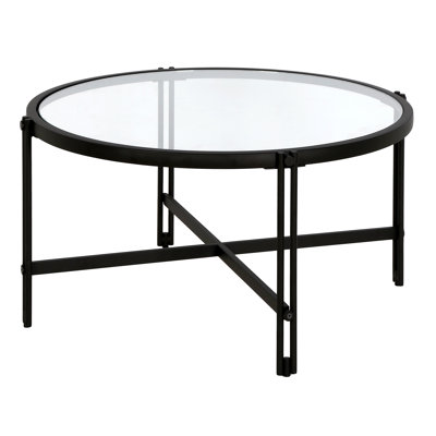 Inez 32" Glass And Steel Round Coffee Table by Mercer41