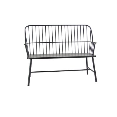 Metal Grill Style High Back Frame Patio Outdoor Bench with Trestle Legs and Armrests by Gracie Oaks