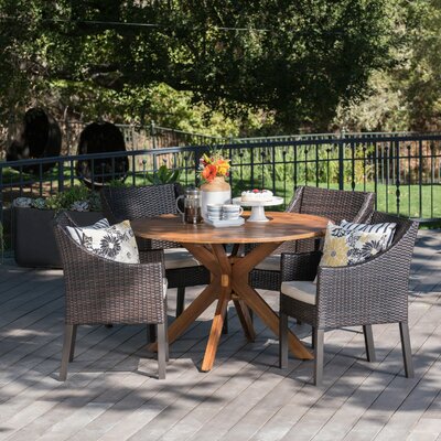 Pifer 5 Piece Dining Set with Cushions by Gracie Oaks