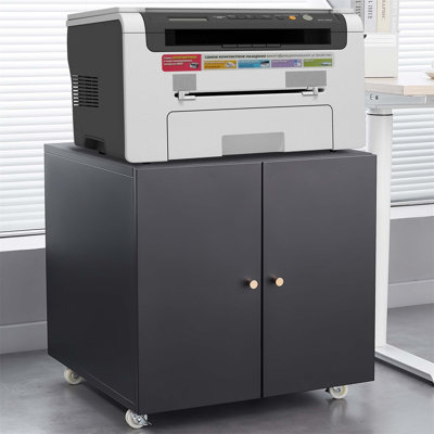 Torrisi Office furniture Copier Cabinet black 2 door steel copier stand mobile pedestal file Printer Stand by Ebern Designs