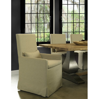 Rina Solid Wood Arm Chair in Cream by Gracie Oaks