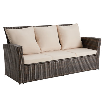 Panya Outdoor Wicker Patio Sofa Sofa with Cushions