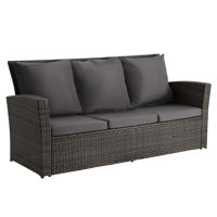 Garrigus Outdoor Wicker Patio Sofa Sofa with Cushions by Wildon Home
