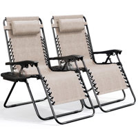 Nestl Zero Gravity Reclining Outdoor Patio Chairs with Pillows & Cup Holder Trays by Nestl