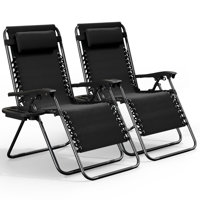 Nestl Zero Gravity Reclining Outdoor Patio Chairs with Pillows & Cup Holder Trays by Nestl
