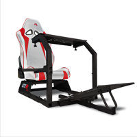 GTR Simulator GTA-BLK-S105LWHTRD GTA Model Black Frame with White/Red Real Racing Seat, Driving Simulator Cockpit Gaming Chair with Gear Shifter Mount by GTR Simulator
