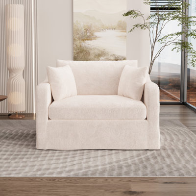 45.1" W Oversized Slipcovered Upholstered Accent Armchair by Shenzhou