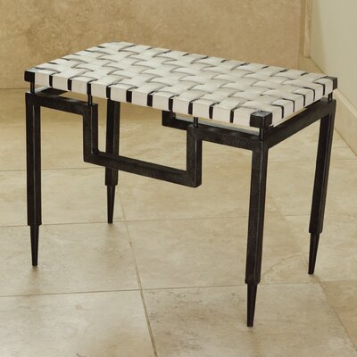 Iron/Leather Bench by Global Views
