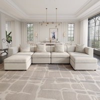 Sadettin Modern Oversized 6-Seater Sofa Velvet U-Shaped Sectional Sofa
