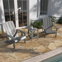 All-Weather Poly Resin Wood Adirondack Chairs with Side Table by Taylor & Logan