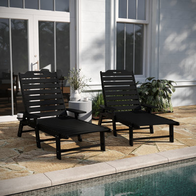 Collis Set Of 2 Outdoor Adjustable Lounge Chairs With Cupholders by Taylor & Logan