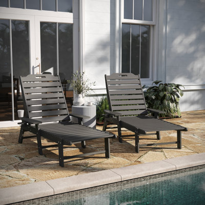 Collis Set Of 2 Outdoor Adjustable Lounge Chairs With Cupholders by Taylor & Logan