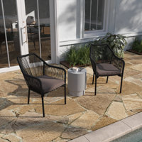 Kyla Metal Outdoor Stackable Dining Armchair with Cushion by Taylor & Logan