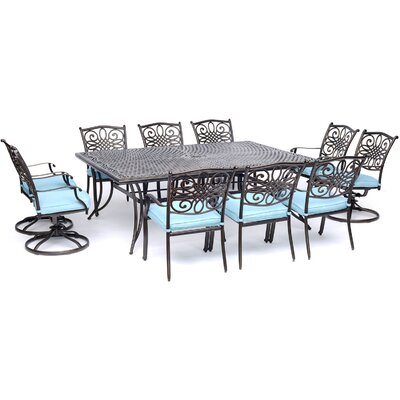 Covington Rectangular 10 - Person 60" Long Aluminum Dining Set with Cushions