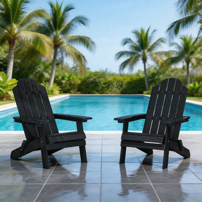 All Weather Outdoor HIPS Plastic Folding Adirondack Chair Fire Pit Chairs Oversized Patio Chair by HERACLES