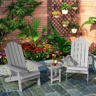 Outdoor Plastic Folding Adirondack Chair With Round Table by HERACLES