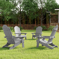 Outdoor Plastic Folding Adirondack Chair For All Weather (Set Of 4) by Highland Dunes