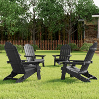 Outdoor Plastic Folding Adirondack Chair For All Weather (Set Of 4) by Highland Dunes