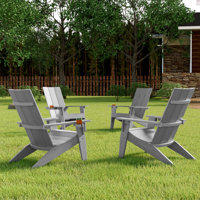 Aurra Modern All Weather Outdoor HIPS Plastic Adirondack Chairs with Cup Holder, Oversize Fire pit Chairs by Highland Dunes