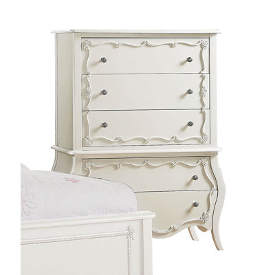 Saffold Transitional 5-Drawer Chest with Concave Shape Base in Pearl White by Harriet Bee