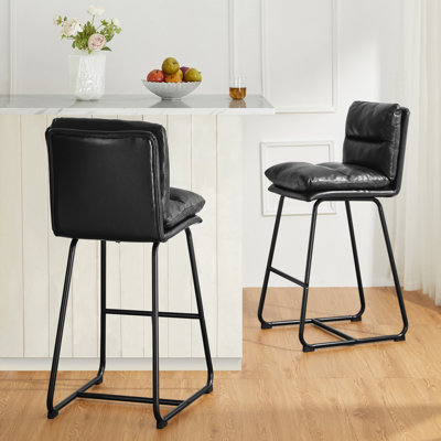 Modern Thick Upholstered Bar Stool and Counter Stool with Metal Frame by 17 Stories
