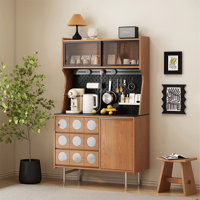 Solid Wood Small Apartment Against The Wall Pantry Retro Storage Cabinet by HOBULT