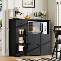 35.4" Wide  Kitchen Pantry, Food Pantry wih Cupboard, Drawer, and Microwave Cube by Winston Porter