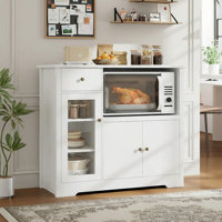 35.4" Wide  Kitchen Pantry, Food Pantry wih Cupboard, Drawer, and Microwave Cube by Winston Porter