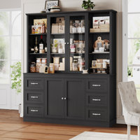 63" W Kitchen Pantry with 6 Drawers, Adjustable Shelves by Lark Manor