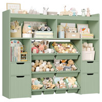 55.1"W Toy Storage Organizer With 4 Drawers & 8 Bins